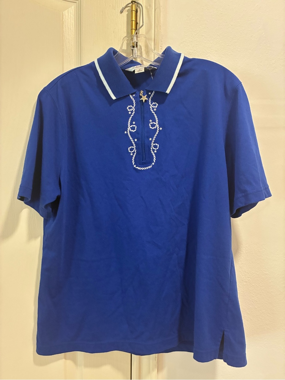 Blast Vintage Royal Blue Nautical Womens Top Patriotic Stars Medium